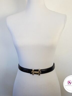 Black Belt With H Gold Buckle